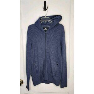 Buttercloth Men’s Out And About Cable Knit Navy Full Zip Hoodie Sweater Sz Large